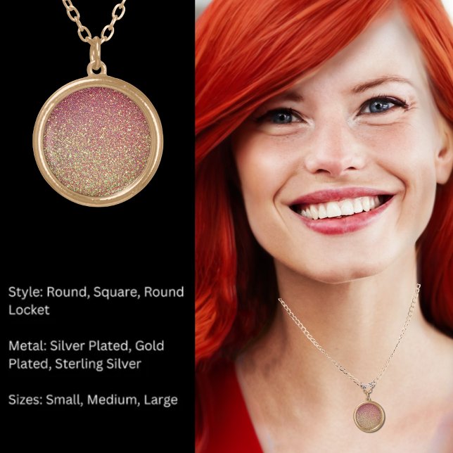 Rose Gold Glitter Round Plated Necklace (Rose Gold Glitter Round Gold Plated Necklace)
