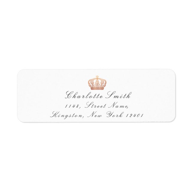 Rose Gold Glitter RSVP Crown Princess Bridal White Label (Front)