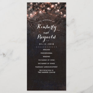 Rose Gold Glitter Rustic Nature Wedding Programs