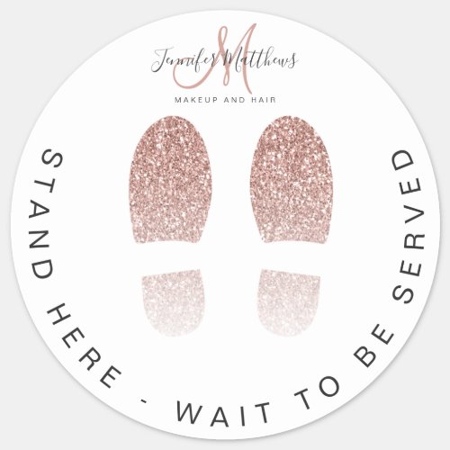 Rose Gold Glitter Salon Wait Here Floor Sticker