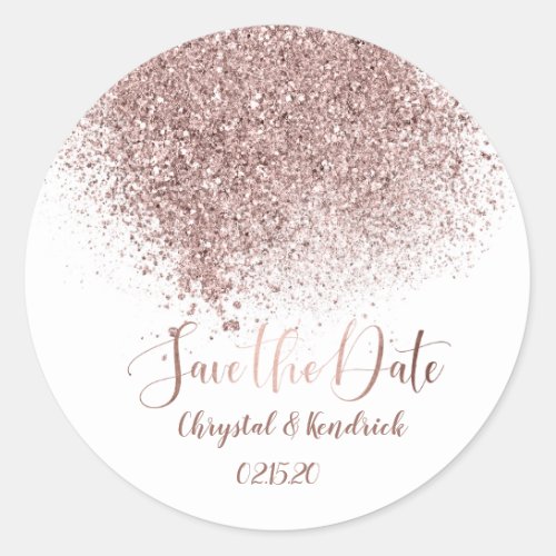 Rose Gold Glitter Save the Date Envelope Seal