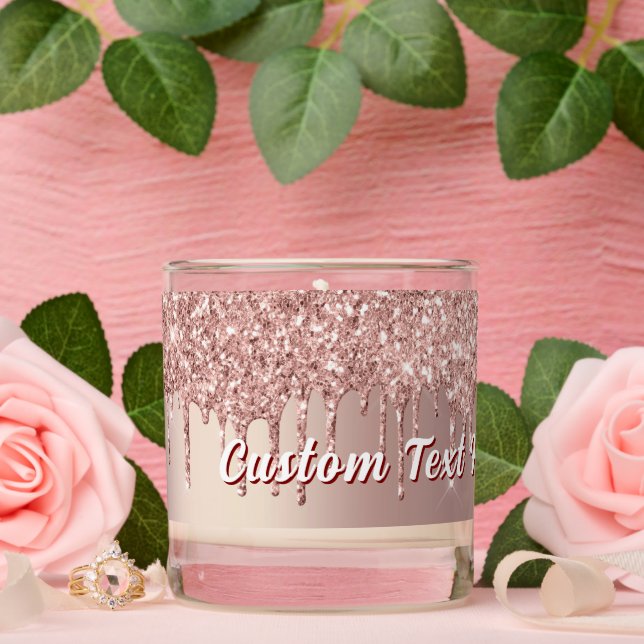 Rose Gold Glitter Scented Candle Personalized Text (Wedding)