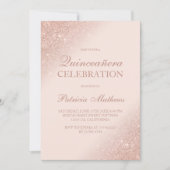 Rose gold glitter script blush pink Quinceanera Invitation (Front)