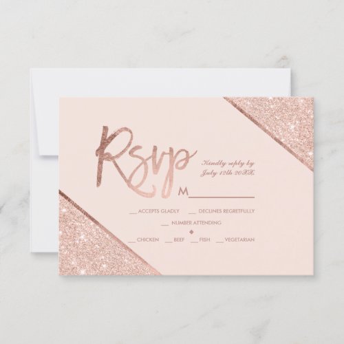 Rose gold glitter script blush pink rsvp wedding 2