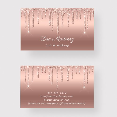 Rose Gold Glitter Script Business Card