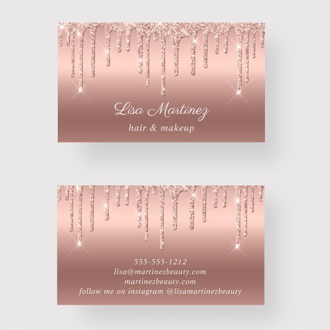 Rose Gold Glitter Script Business Card (Creator Uploaded)
