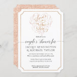 Rose Gold Glitter Script Love in Air Couple Shower Invitation