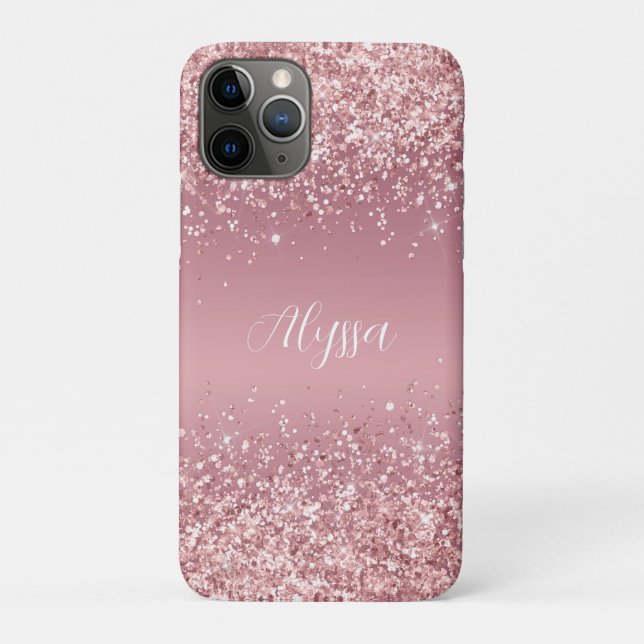 Rose Gold Glitter Script Monogram Case-Mate iPhone Case (Back)