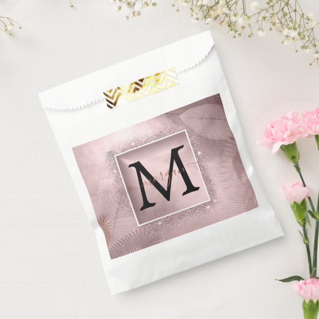 Rose Gold Glitter Script Monogram Favor Bag (Sealed)