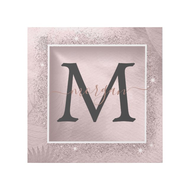Rose Gold Glitter Script Monogram Gallery Wrap (Front)