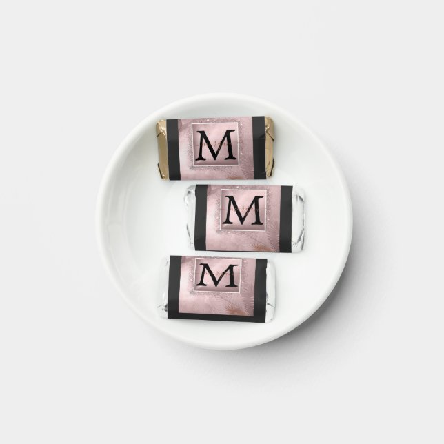 Rose Gold Glitter Script Monogram Hershey's Miniatures (Plate)