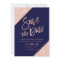 Rose gold glitter script navy blue save the date