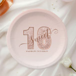 Rose Gold Glitter Script Sweet 16 Birthday Paper Plates<br><div class="desc">Celebrate a special milestone with these elegant rose gold glitter script Sweet 16 birthday paper plates. Featuring a stylish design with a shimmering rose gold number "16" and customizable script name, these plates add a touch of glamour to any sweet sixteen party. Perfect for serving cake, snacks, and party treats,...</div>
