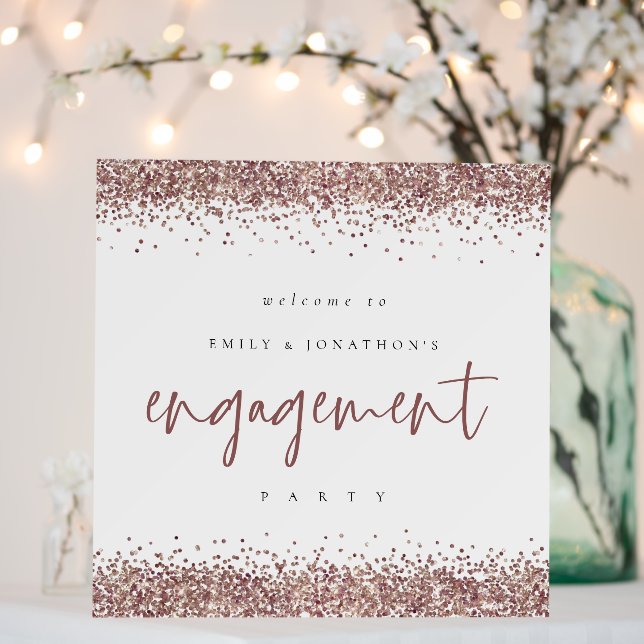 Rose Gold Glitter Script Welcome Engagement Party Foam Board (In Situ (Wedding))