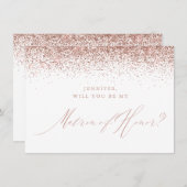 Rose Gold Glitter Script White Matron of Honor Invitation | Zazzle