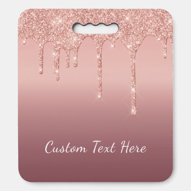 Rose Gold Glitter Seat Cushion with Custom Text (Front Vertical)