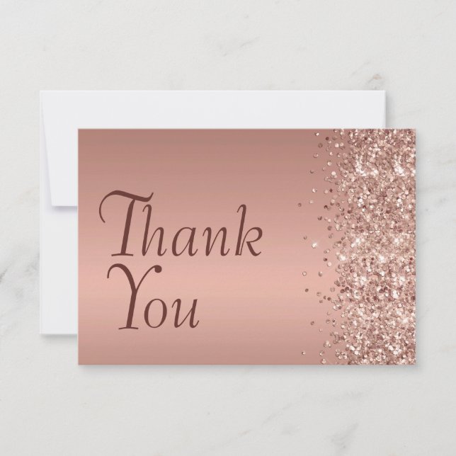 Rose Gold Glitter Sentiment Bat Mitzvah Thank You (Front)