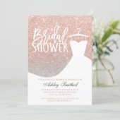 Rose gold glitter silver chic dress Bridal shower Invitation (Standing Front)