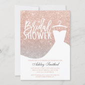 Rose gold glitter silver chic dress Bridal shower Invitation (Front)