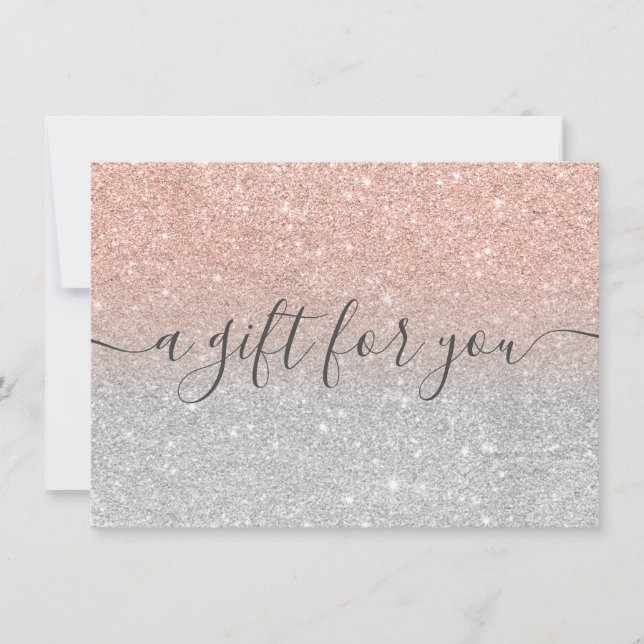 rose gold glitter silver ombre gift certificate (Front)