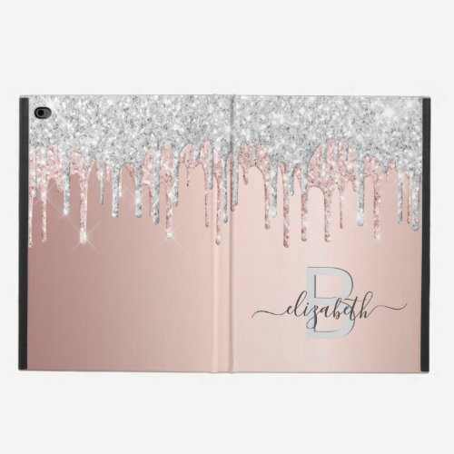 Rose gold glitter silver pink monogram sparkle powis iPad air 2 case