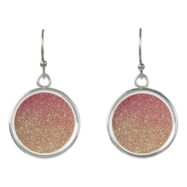 Rose Gold Glitter Silver-Plated Drop Earrings (Front)