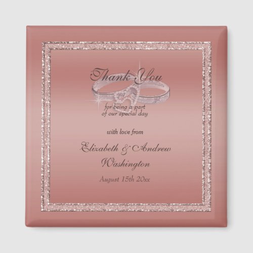 Rose Gold Glitter  Silver Wedding Rings    Magnet