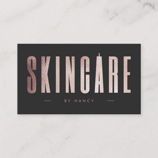 Rose Gold Glitter Skincare Business Card (Front)
