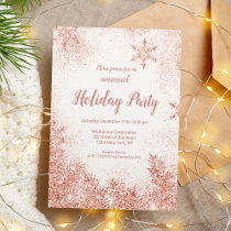 Rose gold glitter snow Christmas corporate white Invitation