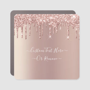 Rose Gold Glitter Soarkly Car Magnet Custom Text
