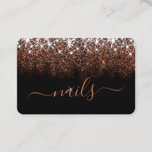 Rose Gold Glitter Spark Elegant Professional Nails Business Card