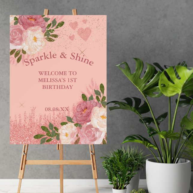 Rose gold glitter sparkle and shine welcome sign (Creator Uploaded)