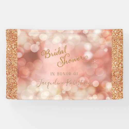 Rose Gold Glitter Sparkle Bokeh Pink Bridal Shower Banner