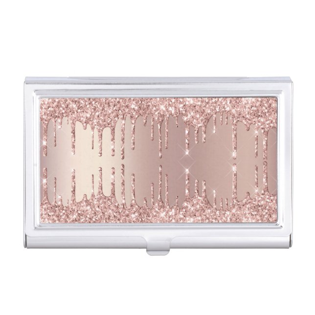 Rose Gold Glitter Sparkle Business Card Case (Front)