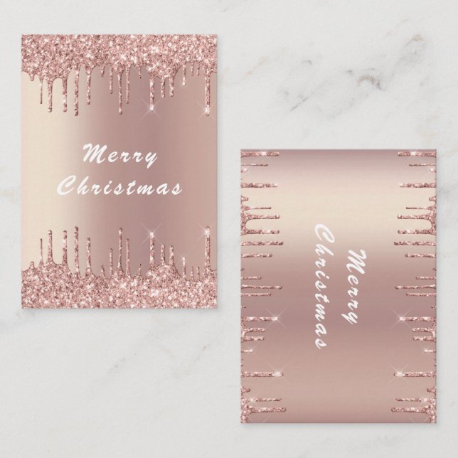 Rose Gold Glitter Sparkle Christmas Card (Front/Back)
