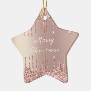 Rose Gold Glitter Sparkle Christmas Ornament