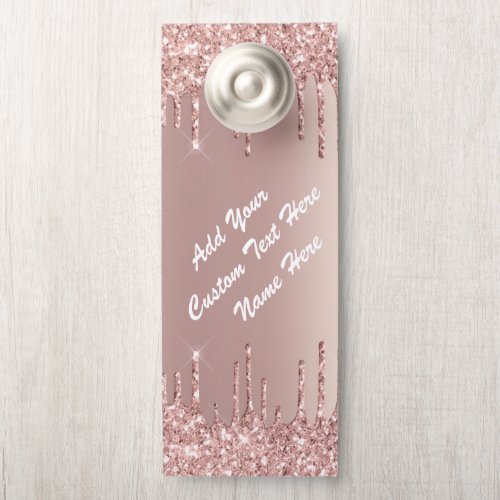 Rose Gold Glitter Sparkle Custom Text Door Hanger