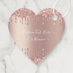 Rose Gold Glitter Sparkle Custom Text Gift Tags