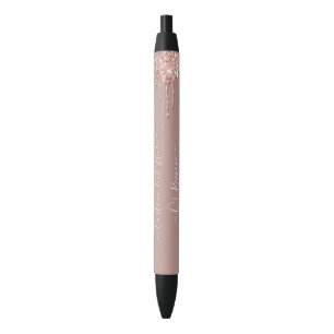 Rose Gold Glitter Sparkle Custom Text Name Pen
