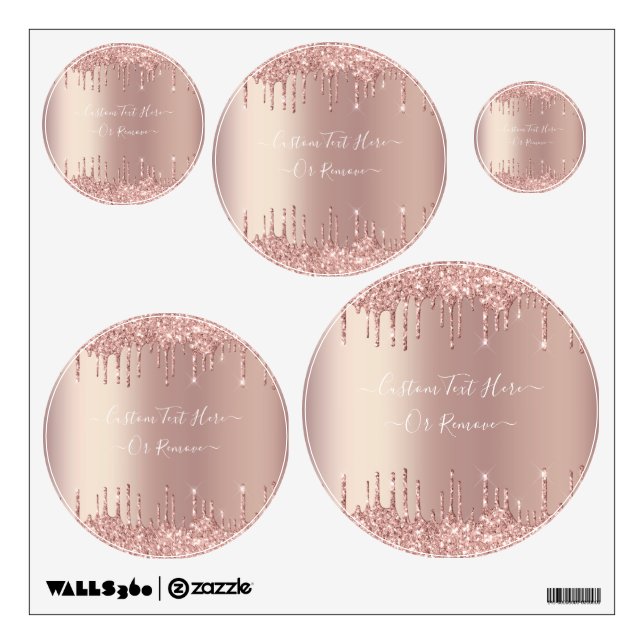 Rose Gold Glitter Sparkle Custom Text Wall Decal (Front)