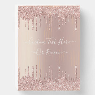 Rose Gold Glitter Sparkle Custom Text Wooden Box