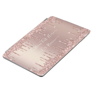 Rose Gold Glitter Sparkle Custom Your Text Name iPad Air Cover