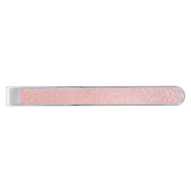 Rose gold glitter sparkle design silver finish tie bar (Front)