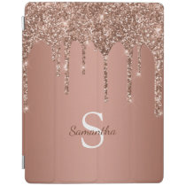 Rose Gold Glitter Sparkle Drip Monogram Name iPad Smart Cover Rose Gold Glitter Sparkle Drip Monogram Name iPad Smart Cover