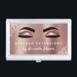 Rose Gold Glitter Sparkle Eyelash Extensions Business Card Case<br><div class="desc">Blush Pink - Rose Gold Sparkly Glitter Eyelashes Lashes - Eyelash Extensions Salon Beauty Business Card with white lettered typography for the monogram on the back. The Blush Pink and Rose Gold Girly Glitter Business Cards are perfect for a modern and elegant Eyelashes (lashes), Eyebrows (brows), Microblading or Threading ....</div>