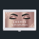 Rose Gold Glitter Sparkle Eyelash Lashes Extension Business Card Case<br><div class="desc">Blush Pink - Rose Gold Sparkly Glitter Eyelashes Lashes Extensions Salon Beauty Business Card with white lettered typography for the monogram on the back. The Blush Pink and Rose Gold Girly Glitter Business Cards are perfect for a modern and elegant Eyelashes (lashes) Extension . The profession can be changed to...</div>