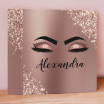 Rose Gold Glitter Sparkle Eyelashes Monogram Name 3 Ring Binder<br><div class="desc">Rose Gold Faux Foil Metallic Sparkle Glitter Brushed Metal Monogram Name and Initial Eyelashes (Lashes), Eyelash Extensions and Eyes Blush Pink School or Planner Binder. The design makes the perfect sweet 16 birthday, wedding, bridal shower, anniversary, baby shower or bachelorette party gift for someone looking for a trendy cool style....</div>