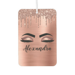 Rose Gold Glitter Sparkle Eyelashes Monogram Name Air Freshener