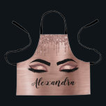 Rose Gold Glitter Sparkle Eyelashes Monogram Name Apron<br><div class="desc">Rose Gold Faux Foil Metallic Sparkle Glitter Brushed Metal Monogram Name and Initial Eyelashes (Lashes),  Eyelash Extensions and Eyes Blush Pink Cooking Apron. This makes the perfect sweet 16 birthday,  wedding,  bridal shower,  anniversary,  baby shower or bachelorette party gift for someone decorating her room in trendy cool style.</div>