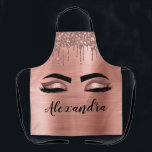 Rose Gold Glitter Sparkle Eyelashes Monogram Name Apron<br><div class="desc">Rose Gold Faux Foil Metallic Sparkle Glitter Brushed Metal Monogram Name and Initial Eyelashes (Lashes),  Eyelash Extensions and Eyes Blush Pink Cooking Apron. This makes the perfect sweet 16 birthday,  wedding,  bridal shower,  anniversary,  baby shower or bachelorette party gift for someone decorating her room in trendy cool style.</div>
